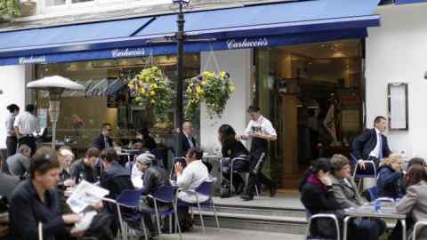 Carluccio’s in St Christophers place, central London. The restaurant chain is the first major casualty of the casual dining sector following the government’s compulsory closure of all restaurants, pubs and bars this month.