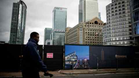 The ‘Spire London’ construction site in Canary Wharf