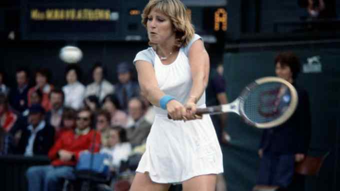 Tennis player Chris Evert during the Ladies Singles Semi-Final at the Wimbledon Lawn Tennis Championships, July 1980