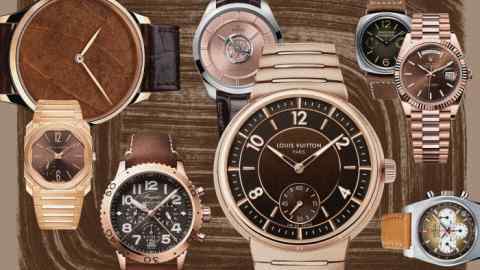 A collection of brown-dial watches