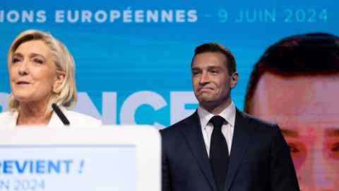 Marine Le Pen and Jordan Bardella of the far-right  Rassemblement National