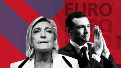 Rassemblement National’s Marine Le Pen and Jordan Bardella