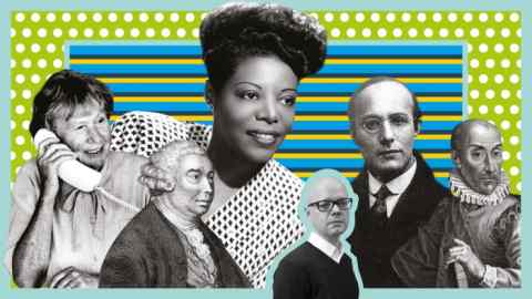 Jonathan’s guests, from left: Penelope Fitzgerald, David Hume, Mary Lou Williams, Karl Polanyi, Michel de Montaigne