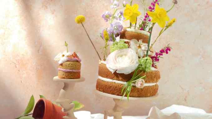 From Lucie lemon olive oil cake decorated with foraged flowers