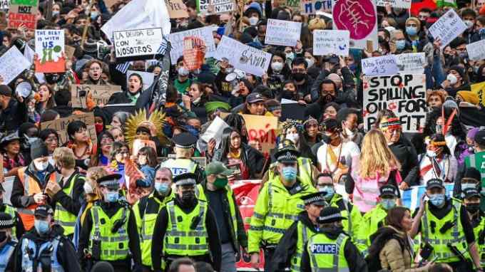 A huge crowd of protesters at a ‘Fridays for Future’ march held in Glasgow