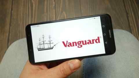 A Vanguard Group logo on a smartphone
