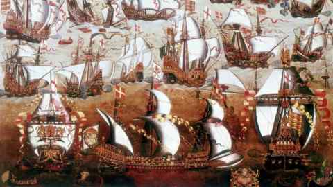 A painting of English Ships and the Spanish Armada, August 1588
