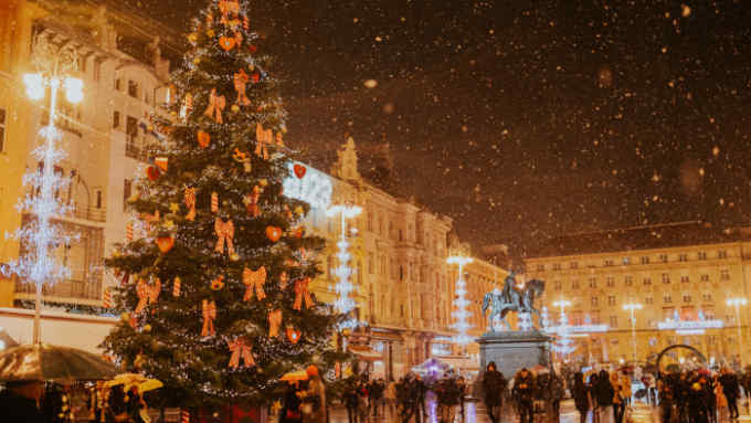 A Christmas tree in Ban Jelačić Square, Zagreb
