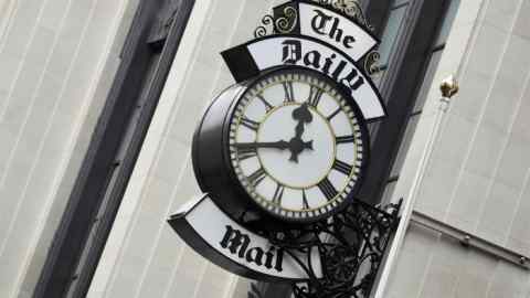 The clock outside the Daily Mail office in London