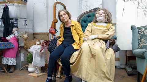 Paula Rego in her London studio with one of her “studio model” mannequins