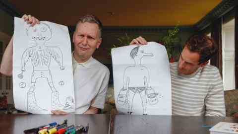 David Shrigley and Andy Murray show off their completed exquisite corpses