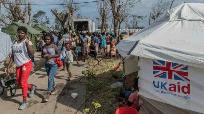 UK aid tents providing shelter for the people of Mozambique after Cyclone Idai hit in 2019