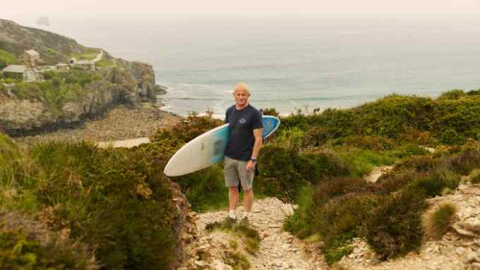 Tom Kay above Trevaunance Cove beach just outside St Agnes
