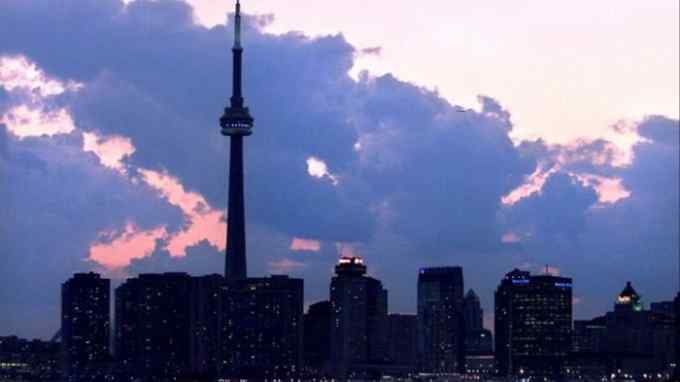 The Toronto skyline at sunset