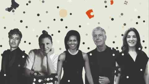 From left: Taika Waititi, Chantelle Nicholson, Michelle Obama, Anthony Bourdain and Nigella Lawson