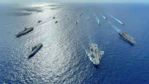 Warships from the UK, US and Japan in the Philippine Sea on October 3