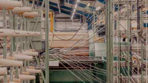 The warping machine in the mill at Bute Fabrics