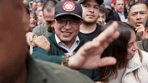 Gustavo Petro at a May Day rally in Bogotá