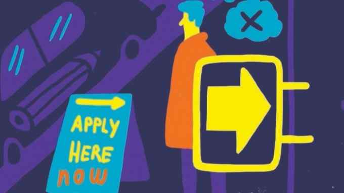 illustration of a ‘Apply Here Now’ sign