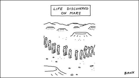 An illustration by Banx about a discovery made by the Mars rover