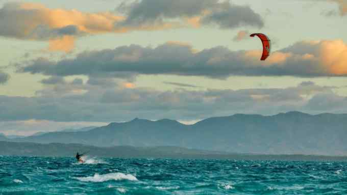 The author kitesurfing off the coast of Nosy Ankao island, Madagascar