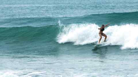 Surf’s up: Leonie Eidt has taken advantage of being able to work in Costa Rica, but working remotely overseas is not straightforward for everyone