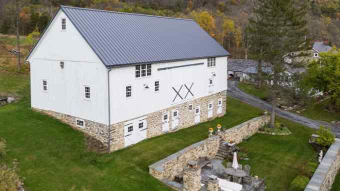 white barn conversion by specialist barnwrights Stable Hollow in Pennsylvania: the original barn dates to 1796
