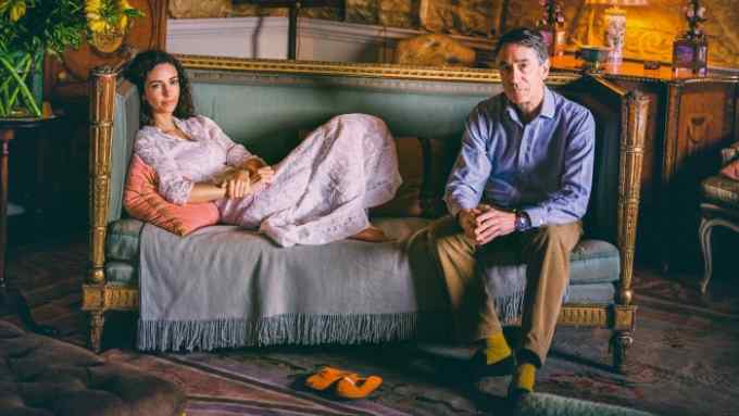 David Cholmondeley and his wife Rose in the Yellow Drawing Room at Houghton Hall