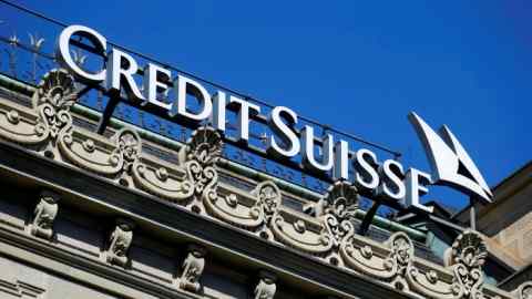 Credit Suisse logo at its headquarters in Zurich, Switzerland