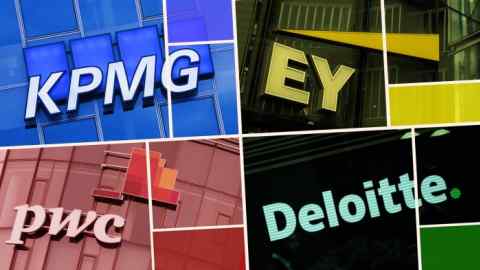 The logos of the ‘Big Four’ accounting firms — Deloitte, EY, KPMG and PwC