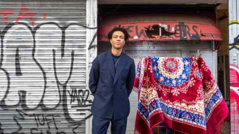 Charlie Casely-Hayford in Hackney, London, wearing a suit by his own label