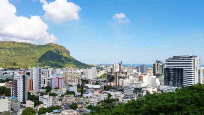 The skyline of Port Louis, Mauritius