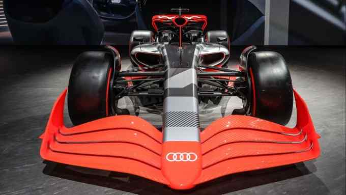 An Audi F1 concept car is on display