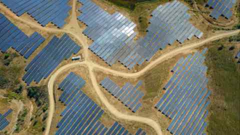 Photovoltaic panels at Solara 4 solar park in Vaqueiros, near Faro in Portugal