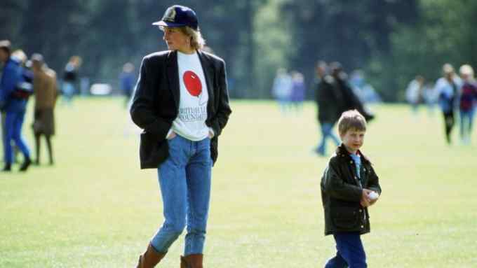 Diana, Princess of Wales, and Prince William at the Guards Polo Club, 1988