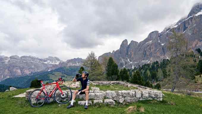 On the Sella massif, with the Val Gardena valley behind