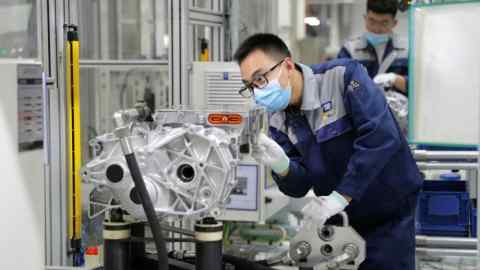Going electric: production line of an electric drive at Volkswagen Automatic Transmission (Tianjin) in China