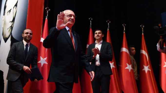 Kemal Kılıçdaroğlu at his campaign headquarters in Ankara on Thursday