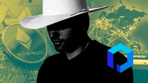 A white hat hacker against a background of ethereum cryptocurrency