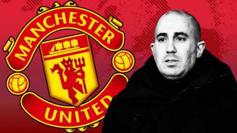 Manchester United logo and Omar Berrada
